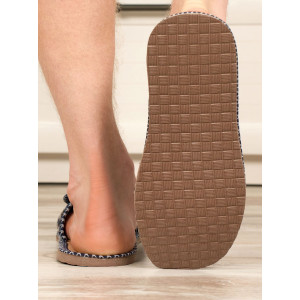 Тапки мужские "Lepilov" арт. 124п вельвет+пробка (последний размер) синий + клетка сине-коричневый 44