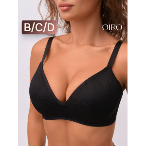 Бюстгальтер женский OIRO без косточек 1317007 Snowdrop черный (последний размер) 95D