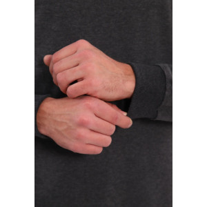 Лонгслив мужской №810 футер 2-х нитка (последний размер) темно-серый меланж 52-54