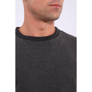 Лонгслив мужской №810 футер 2-х нитка (последний размер) темно-серый меланж 52-54