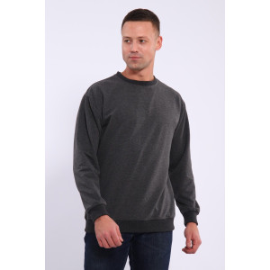 Лонгслив мужской №810 футер 2-х нитка (последний размер) темно-серый меланж 52-54