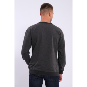 Лонгслив мужской №810 футер 2-х нитка (последний размер) темно-серый меланж 52-54