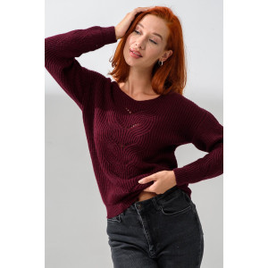 Джемпер женский №84503 вязаный трикотаж (р-ры: 42-64) бордовый