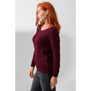 Джемпер женский №84503 вязаный трикотаж (р-ры: 42-64) бордовый