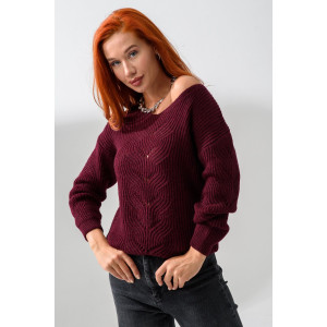Джемпер женский №84503 вязаный трикотаж (р-ры: 42-64) бордовый