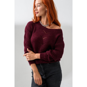 Джемпер женский №84503 вязаный трикотаж (р-ры: 42-64) бордовый