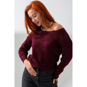 Джемпер женский №84503 вязаный трикотаж (р-ры: 42-64) бордовый