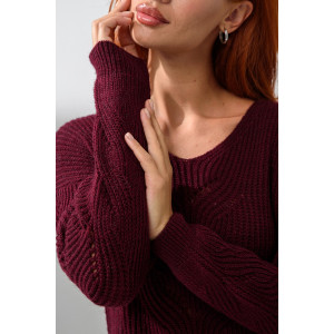 Джемпер женский №84503 вязаный трикотаж (р-ры: 42-64) бордовый
