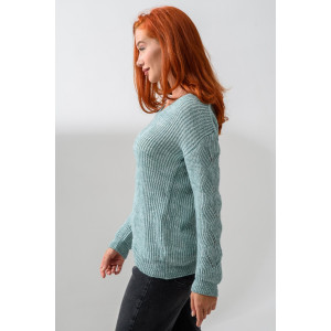 Джемпер женский №84503 вязаный трикотаж (р-ры: 42-64) ментол
