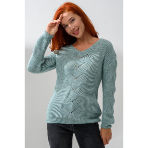 Джемпер женский №84503 вязаный трикотаж (р-ры: 42-64) ментол