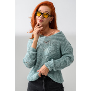 Джемпер женский №84503 вязаный трикотаж (р-ры: 42-64) ментол