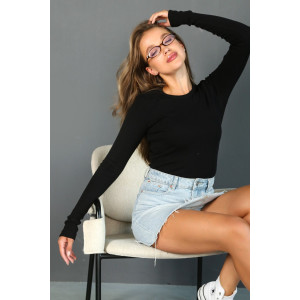 Лонгслив женский ЛГ-02 кулирка с лайкрой (р-ры: 42-52) черный