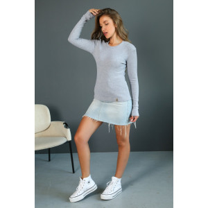 Лонгслив женский ЛГ-02 кулирка с лайкрой (р-ры: 42-52) серый меланж