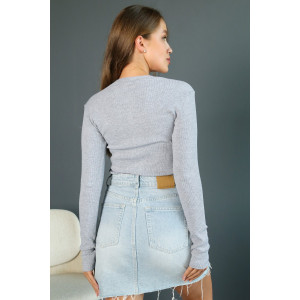 Лонгслив женский ЛГ-02 кулирка с лайкрой (р-ры: 42-52) серый меланж