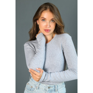 Лонгслив женский ЛГ-02 кулирка с лайкрой (р-ры: 42-52) серый меланж