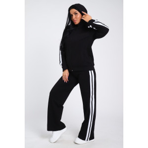 Костюм двойка женский В-113 кулирка-футер (р-ры: 42-64) черно-белый