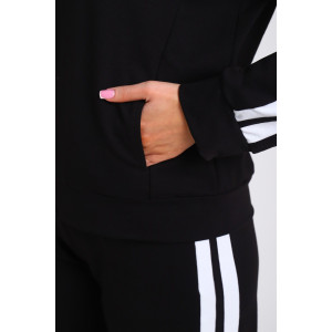 Костюм двойка женский В-113 кулирка-футер (р-ры: 42-64) черно-белый