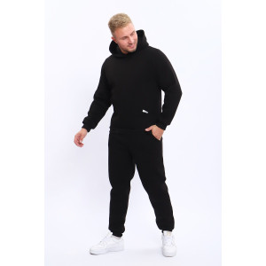 Костюм двойка мужской №80029 футер 3-х нитка с начесом (последний размер) черный 50,52,54