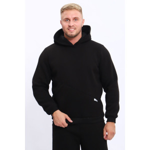 Костюм двойка мужской №80029 футер 3-х нитка с начесом (последний размер) черный 50,52,54