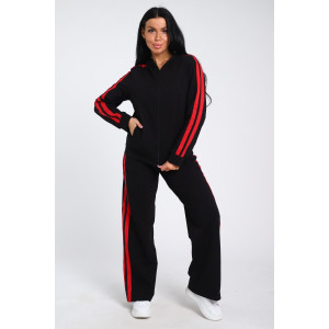 Костюм двойка женский В-113 кулирка-футер (р-ры: 42-64) черно-красный