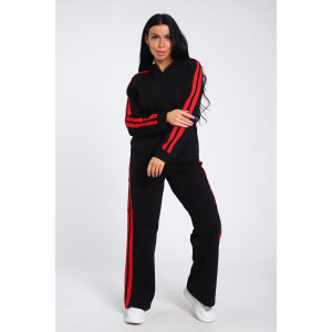 Костюм двойка женский В-113 кулирка-футер (р-ры: 42-64) черно-красный