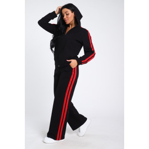 Костюм двойка женский В-113 кулирка-футер (р-ры: 42-64) черно-красный