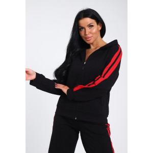 Костюм двойка женский В-113 кулирка-футер (р-ры: 42-64) черно-красный