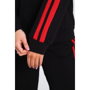 Костюм двойка женский В-113 кулирка-футер (р-ры: 42-64) черно-красный