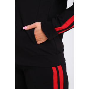 Костюм двойка женский В-113 кулирка-футер (р-ры: 42-64) черно-красный