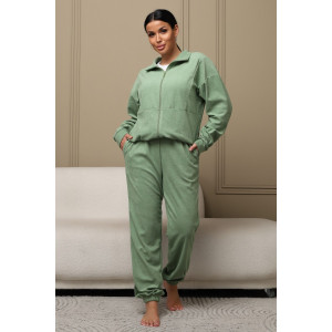 Костюм двойка женский КМБ01 махра (р-ры: 46-60) олива