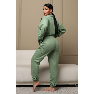 Костюм двойка женский КМБ01 махра (р-ры: 46-60) олива