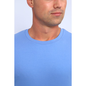 Футболка мужская №019 кулирка с лайкрой пенье (последний размер) голубой XL