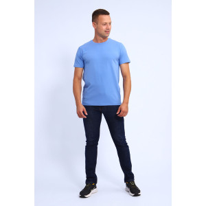 Футболка мужская №019 кулирка с лайкрой пенье (последний размер) голубой XL