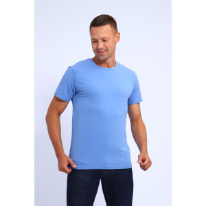 Футболка мужская №019 кулирка с лайкрой пенье (последний размер) голубой XL