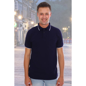 Футболка мужская №1750 пике (последний размер) темно-синий 46