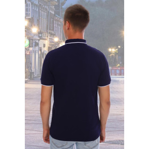 Футболка мужская №1750 пике (последний размер) темно-синий 46