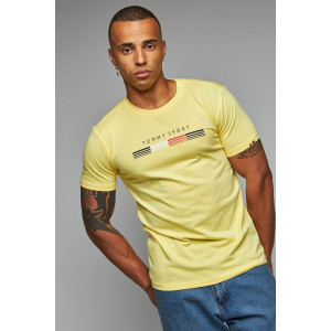 Футболка мужская №63086 кулирка с лайкрой (последний размер) желтый 46