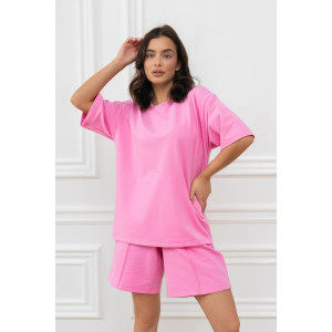 Костюм двойка женский "Карина Премиум" М-132КП футер с лайкрой (р-ры: 44-52) розовый