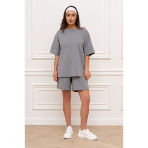 Костюм двойка женский "Карина Премиум" М-132КП футер с лайкрой (р-ры: 44-52) светло-серый