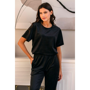 Костюм двойка женский М-272К "Кэт" велюр (р-ры: 42-56) черный