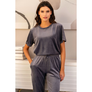 Костюм двойка женский М-272К "Кэт" велюр (р-ры: 42-56) графит