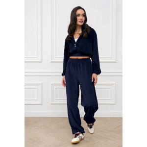 Костюм двойка женский "Элис" М-295К велюр (р-ры: 42-48) темно-синий