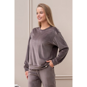 Костюм двойка женский "Кэт New" М-299К велюр (р-ры: 42-56) молочный шоколад