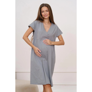 Сорочка для беременных "Новая жизнь-2" М-80Н кулирка (р-ры: 42-62) серый однотонный