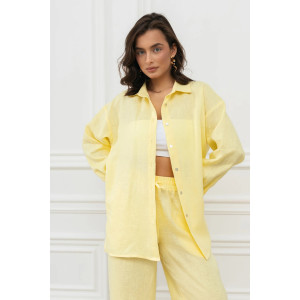Рубашка женская "Лён" М-3РЖ-5 лён (р-ры: 42-52) желтый