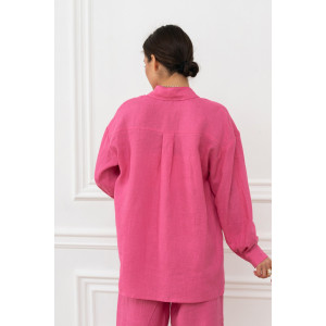 Рубашка женская "Лён" М-3РЖ-5 лён (р-ры: 42-52) фуксия