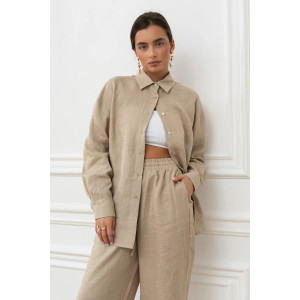 Рубашка женская "Лён" М-3РЖ-5 лён (р-ры: 42-52) бежевый