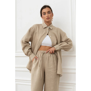 Рубашка женская "Лён" М-3РЖ-5 лён (р-ры: 42-52) бежевый