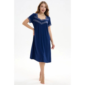 Сорочка женская "Барбара" вискоза с кружевом (р-ры: 46-60) синий