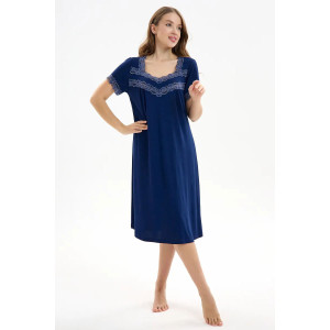 Сорочка женская "Барбара" вискоза с кружевом (р-ры: 46-60) синий